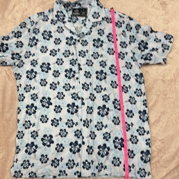 HAWAIAN PRINT Blue and White Floral Casual Shirt - Picture 4 of 5